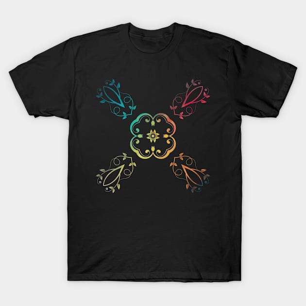 Rainbow abstract flower design 10 T-Shirt by AdiDsgn